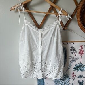 P.O.V White Eyelet Tank Medium